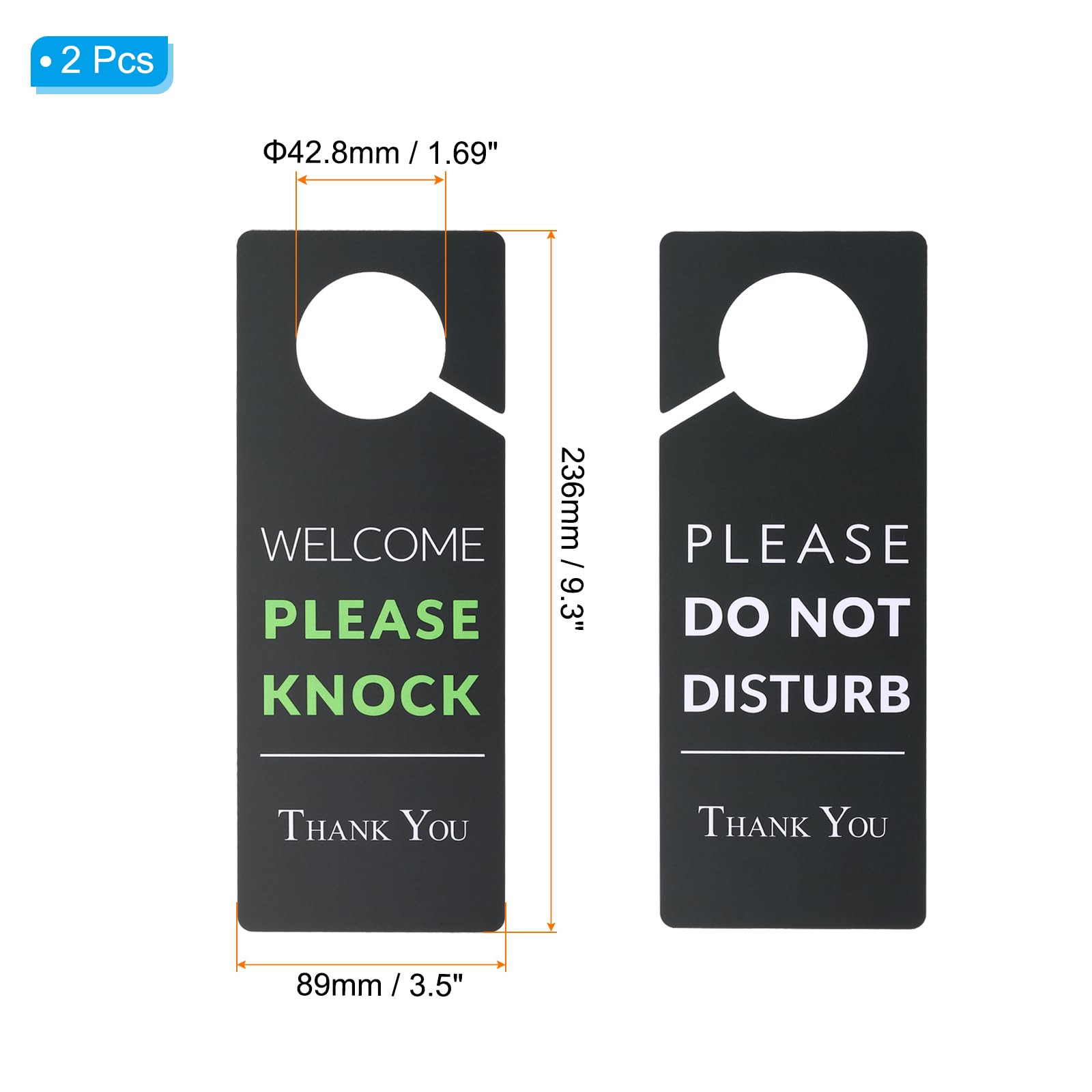 PATIKIL Do Not Disturb Door Hanger Sign, 2 Pcs PVC Double Sided Welcome Please Knock Door Sign Decor for Office Meeting - Image 2
