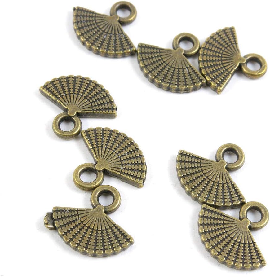 60 PCS Metal Antique Bronze Color Jewelry Making Supplies Charms Beading Crafting Wholesale 47855 Folding Fan
