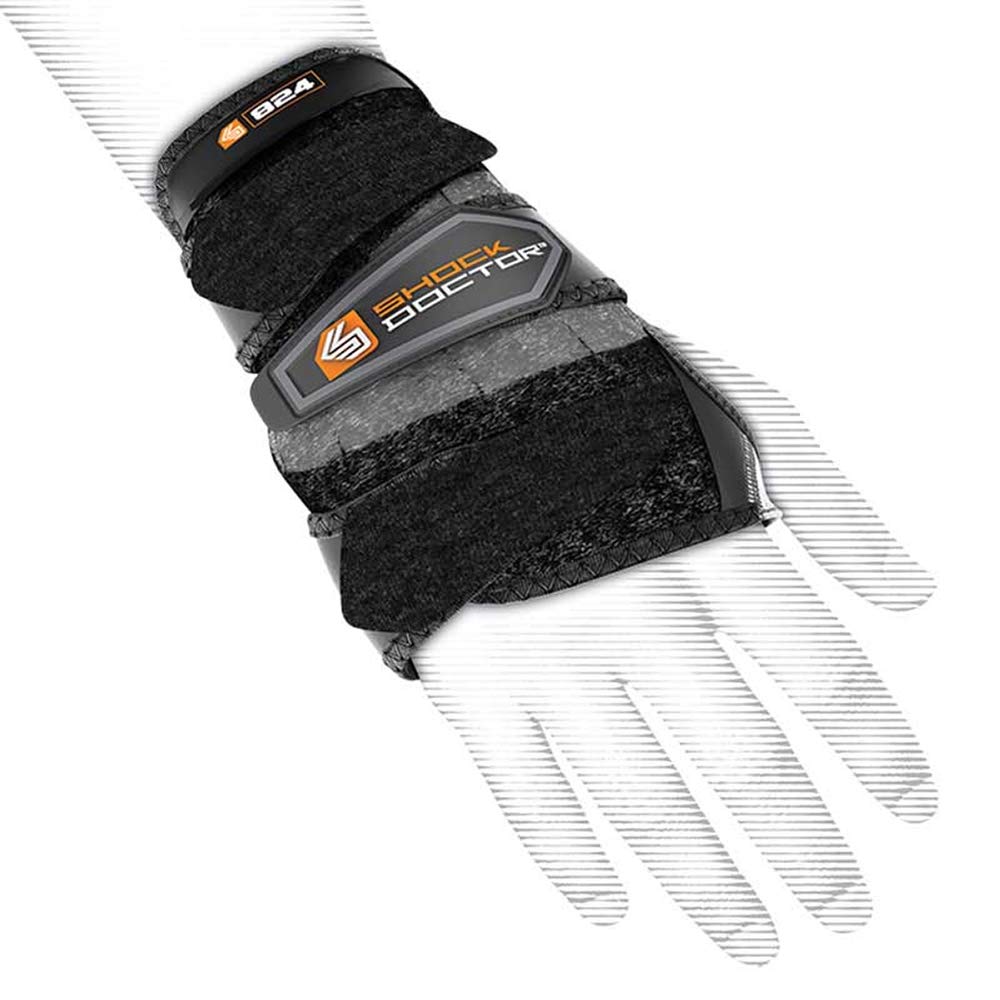 Shock Doctor Fascia da Polso per Adulti, con Cinturino in Velcro, Colore Nero, Taglia XS