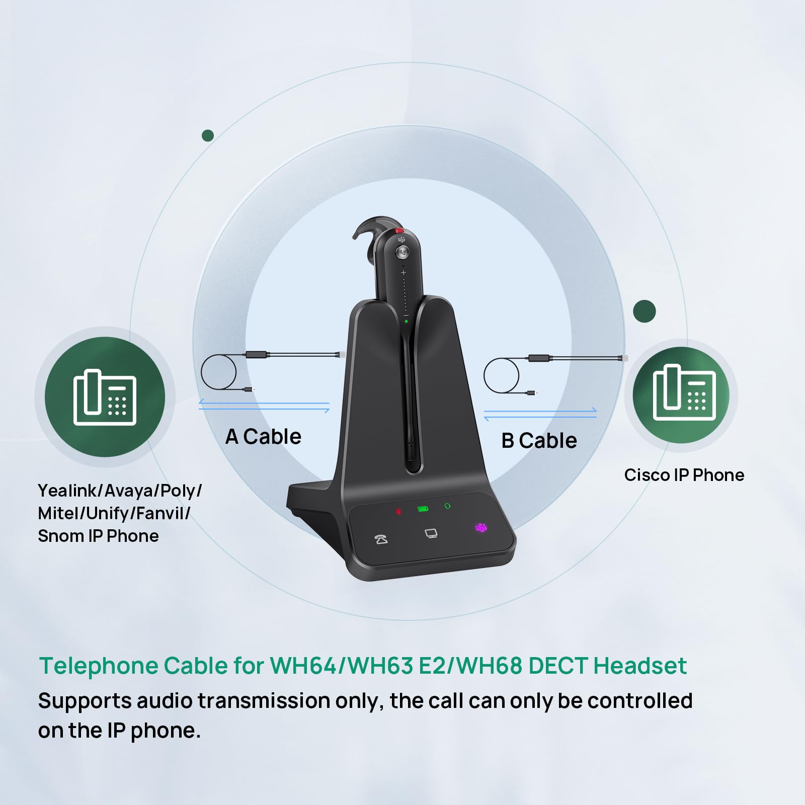 Cable telefónico para WH64/WH65/WH68 Connect to Desktop Phone