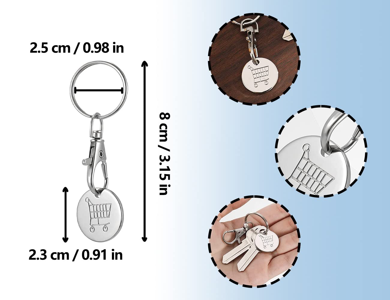 Sleutelhanger winkelwagenmuntjes bedrukken | Vanaf €0,21