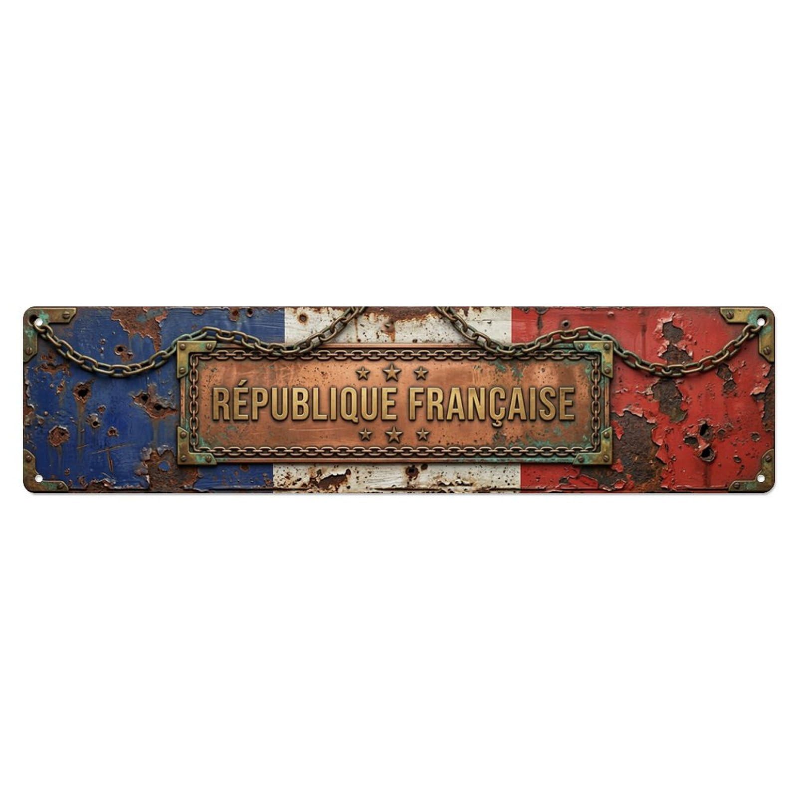 France Flag Hanging Treasure Metal Tin Skinny Sign Plaque Wall Decor for Cafe, Club Bar, Office, Home Garden Metal Poster 4x16Inch