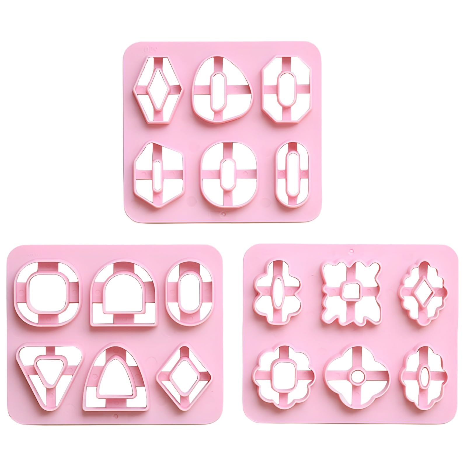 Packool Polymer Clay Cutters Set, 3PCS Geometric and Floral Designs Polymer Clay Molds Clay Sculpting Tools for Jewelry Making