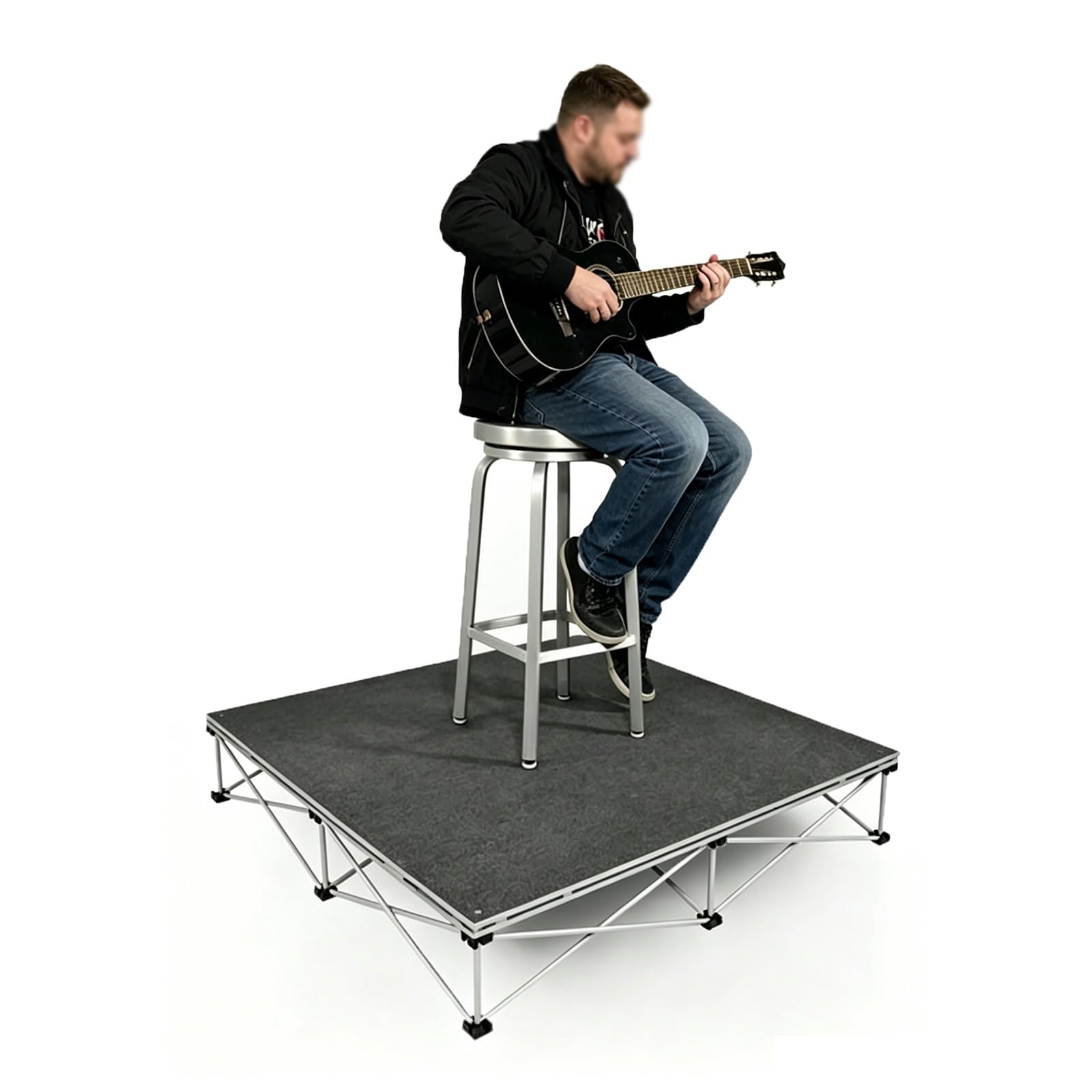Plataforma de escenario portátil de aluminio, superficie antideslizante, tarima elevada para conciertos, bodas, auditorios escolares y fiestas. | H 7.9in/20cm,30x30cm/12x12"