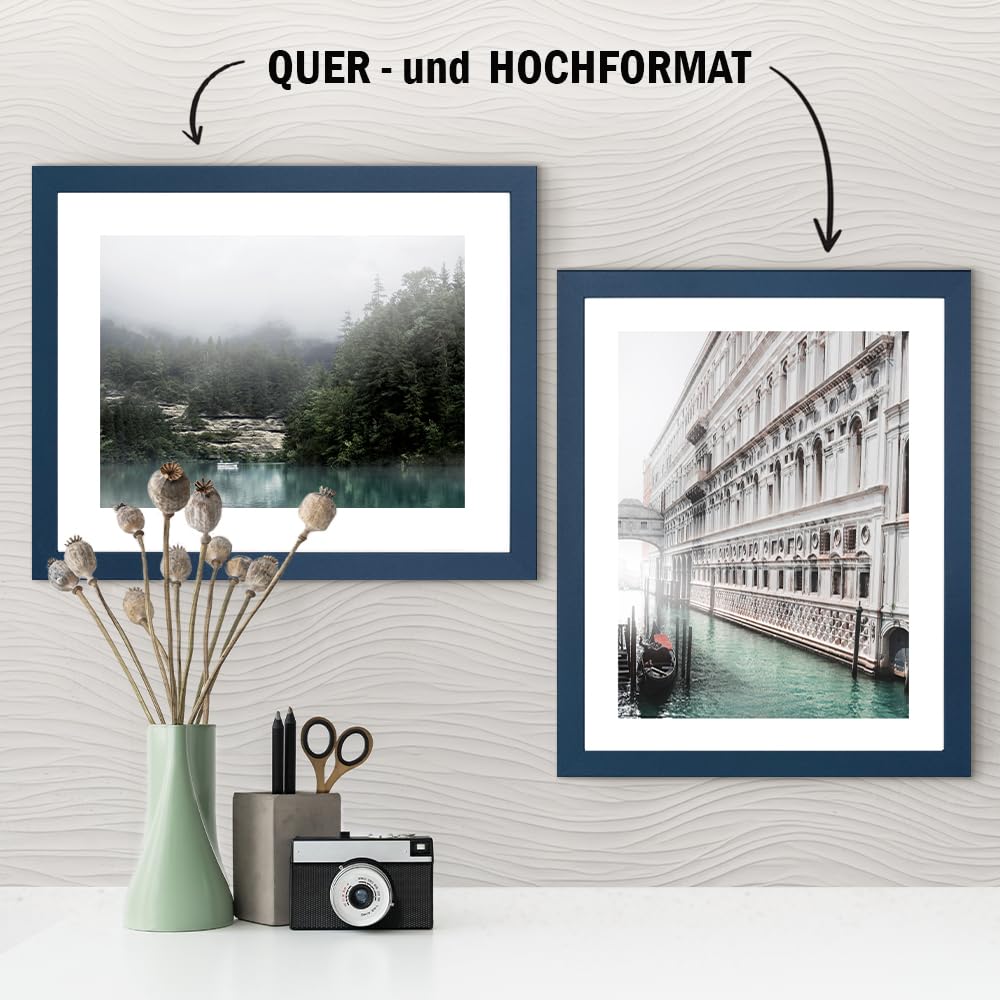 Haak Bilderrahmen modern stabil Miko Dunkelblau 80 X 121 cm Rahmen für Bilder Urkunden Poster Puzzle Pastell Farben