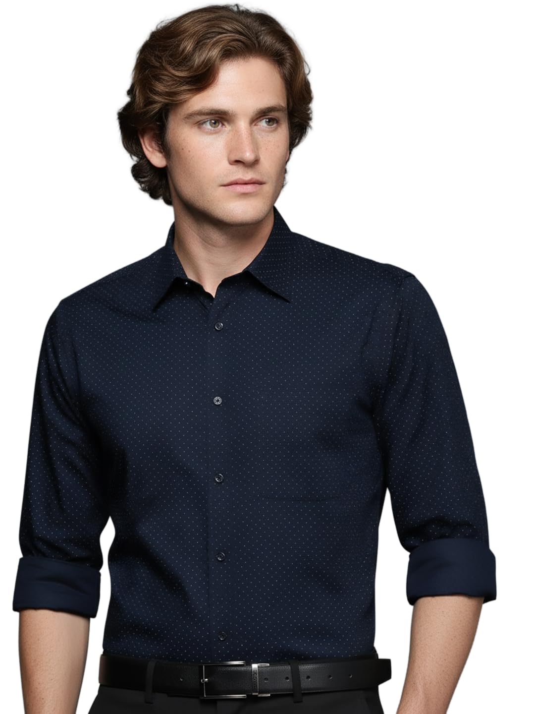 raymond Men Slim Fit Print Pattern Pure Cotton Semicutaway Collar Full Sleeve Formal Shirt-picture-14
