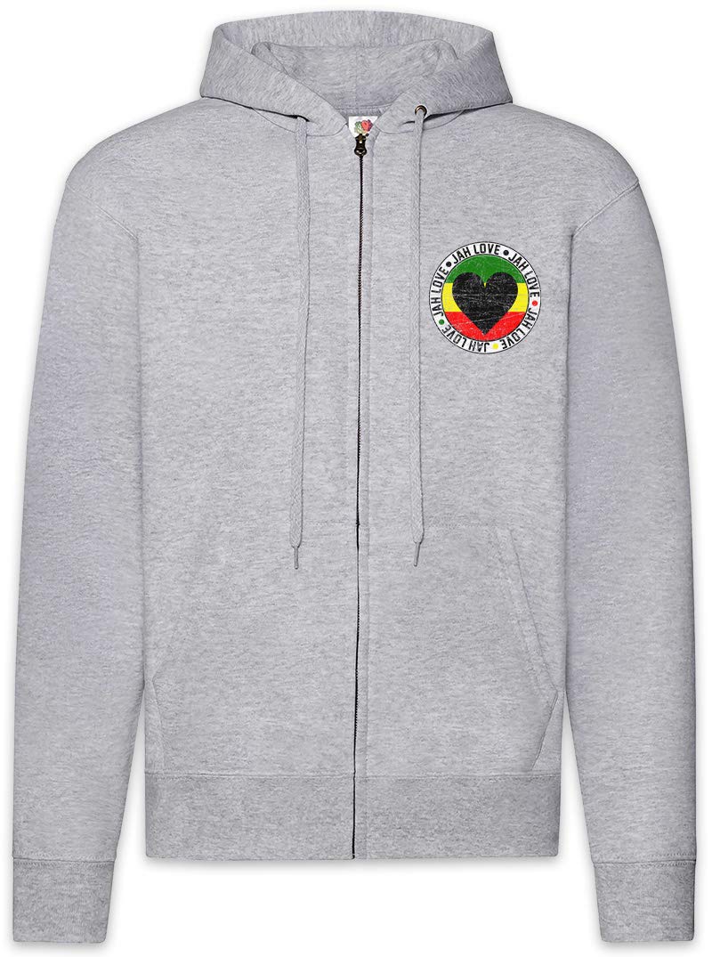 Urban Backwoods Jah Love Felpa da Uomo con Cappuccio Zip Hoodie Zipper