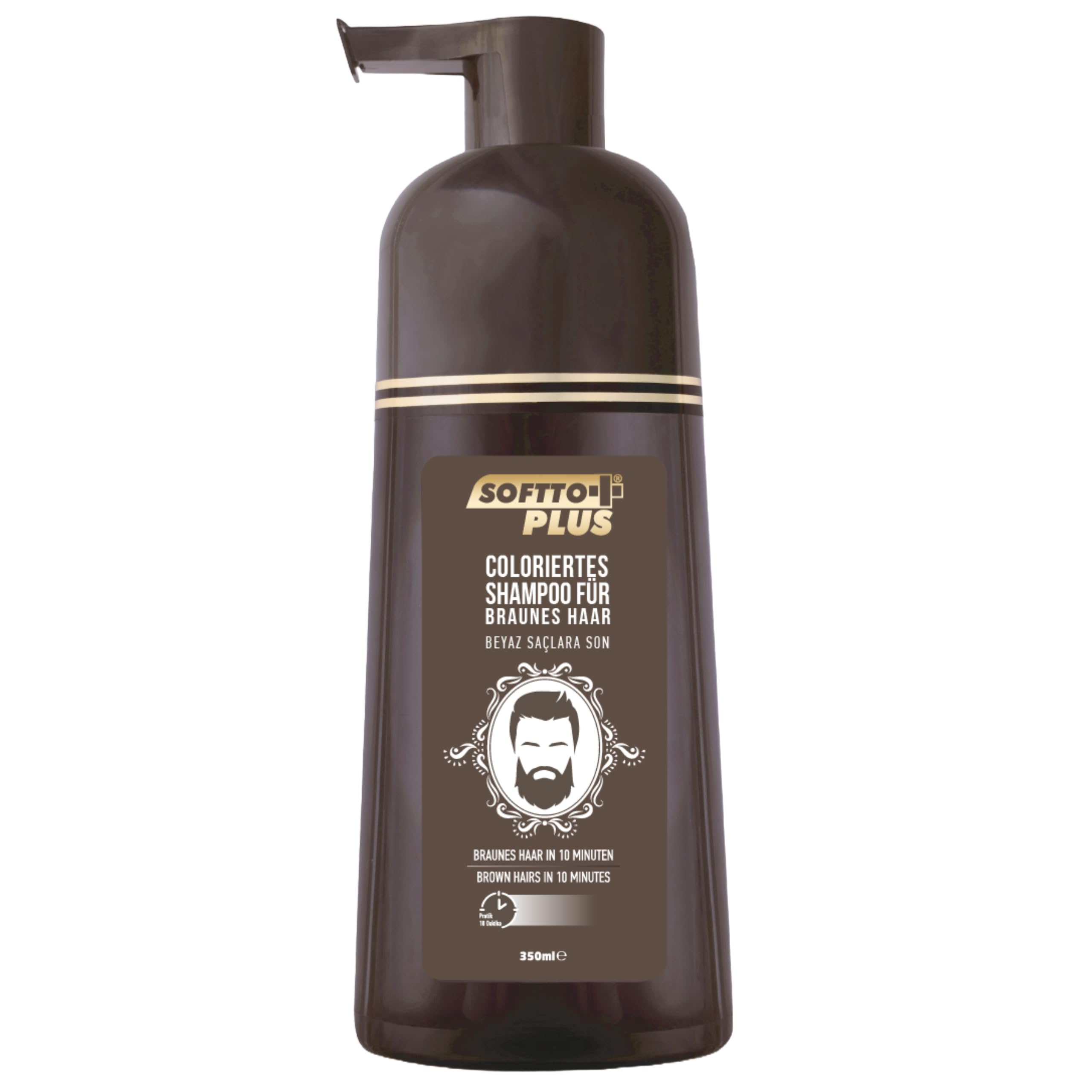 Softto+Plus Brown Hair Shampoo, Abdeckung weißer & grauer Haare in nur 10 Minuten, keine Flecken, inkl. Handschuhe, für Damen und Herren Braun (3)