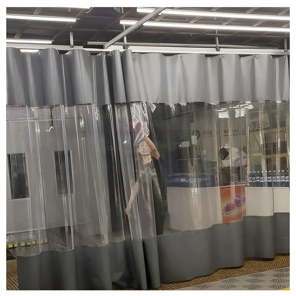 GJZQDKX Industrial Wash Bay Curtains with Eyelets, Garage Divider Curtains, Outdoor Vinyl Curtains for Patio, Quick Waterproof Screen Cover, for Porch Wash Car Depot(Gray,3x3m/9.8x9.8ft)