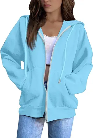 Zip Up Hoodie Women Casual Oversized Sweatshirts - Fall Fashion Fleece Lined Jacket - Thick Warm Coat Winter Clothing