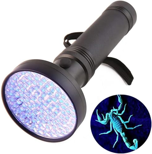 Linterna UV de luz negra, 100 LED de 395 nm, luz negra UV para exteriores, detector de orina de mascotas para orina de perro, detector de manchas de