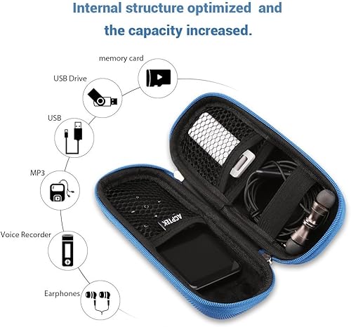 Miniatura 3 de AGPTEK A02S 16GB Reproductor de MP3 Azul + Estuche rígido de transporte con cremallera azul