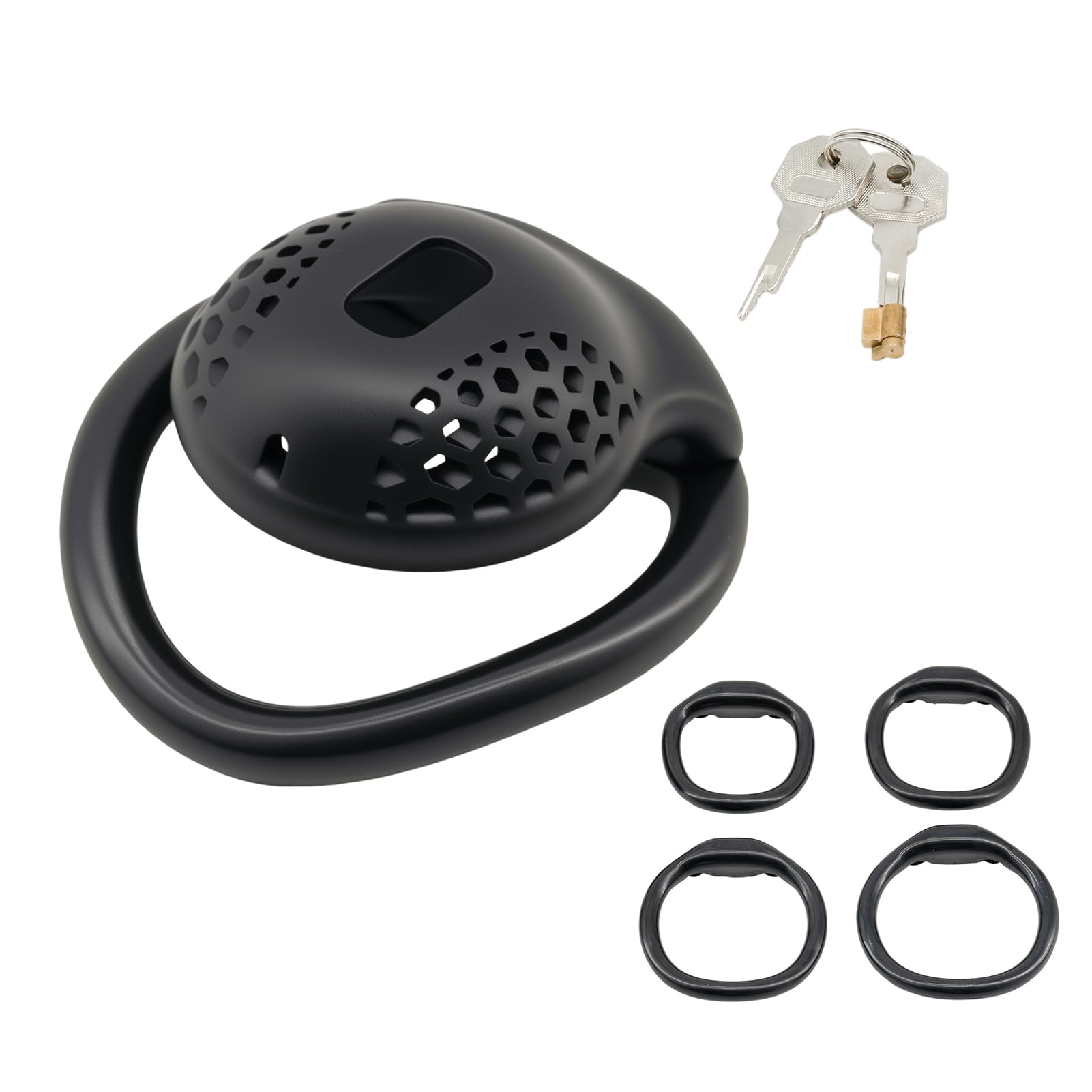 Honeycomb Mesh Chastity Device with Large Urinal Opening Sissy Chastity Cage Invisible Locking for Male Penis Bondage and Concealment (Black)