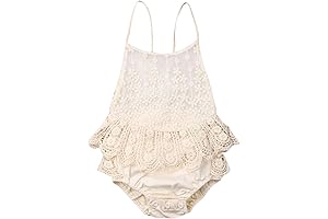 FIOMVA Baby Girl Crochet Knickers Lace Romper Bodysuit