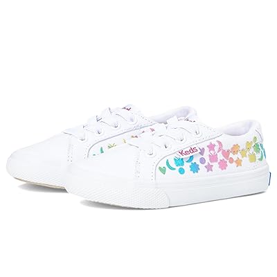 Keds Kids Jumpkick Elastic Stud Foil (Toddler) Girls Shoes White/Rainbow