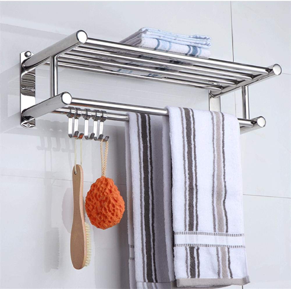 Toallero, Estante de almacenamiento para baño, barra de toalla múltiple, toallero de pared con ganchos, toallero de acero inoxidable, para baño, cocina de hotel-Los 40cm