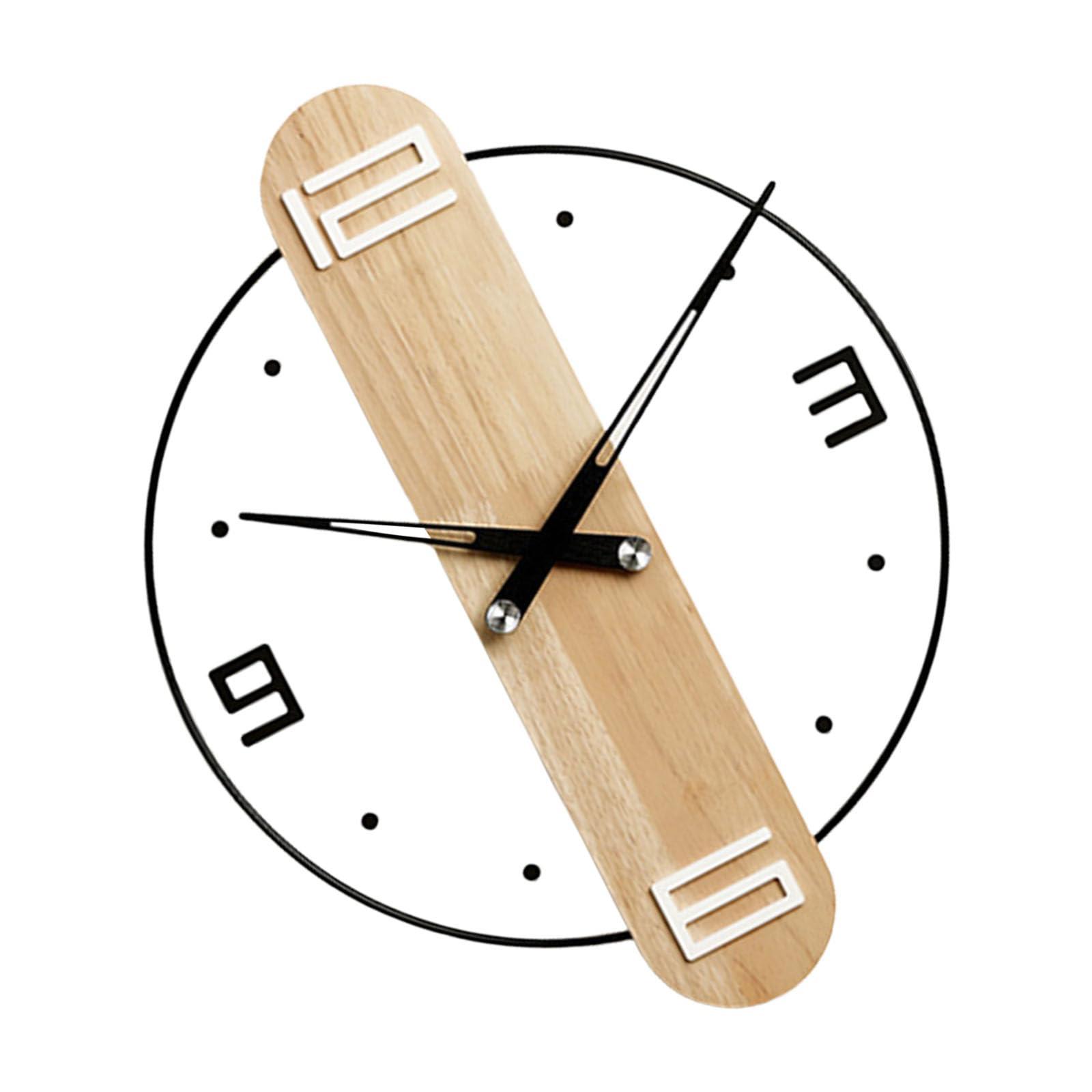 Horloge murale en bois naturel avec lentille acrylique pour salon élégant