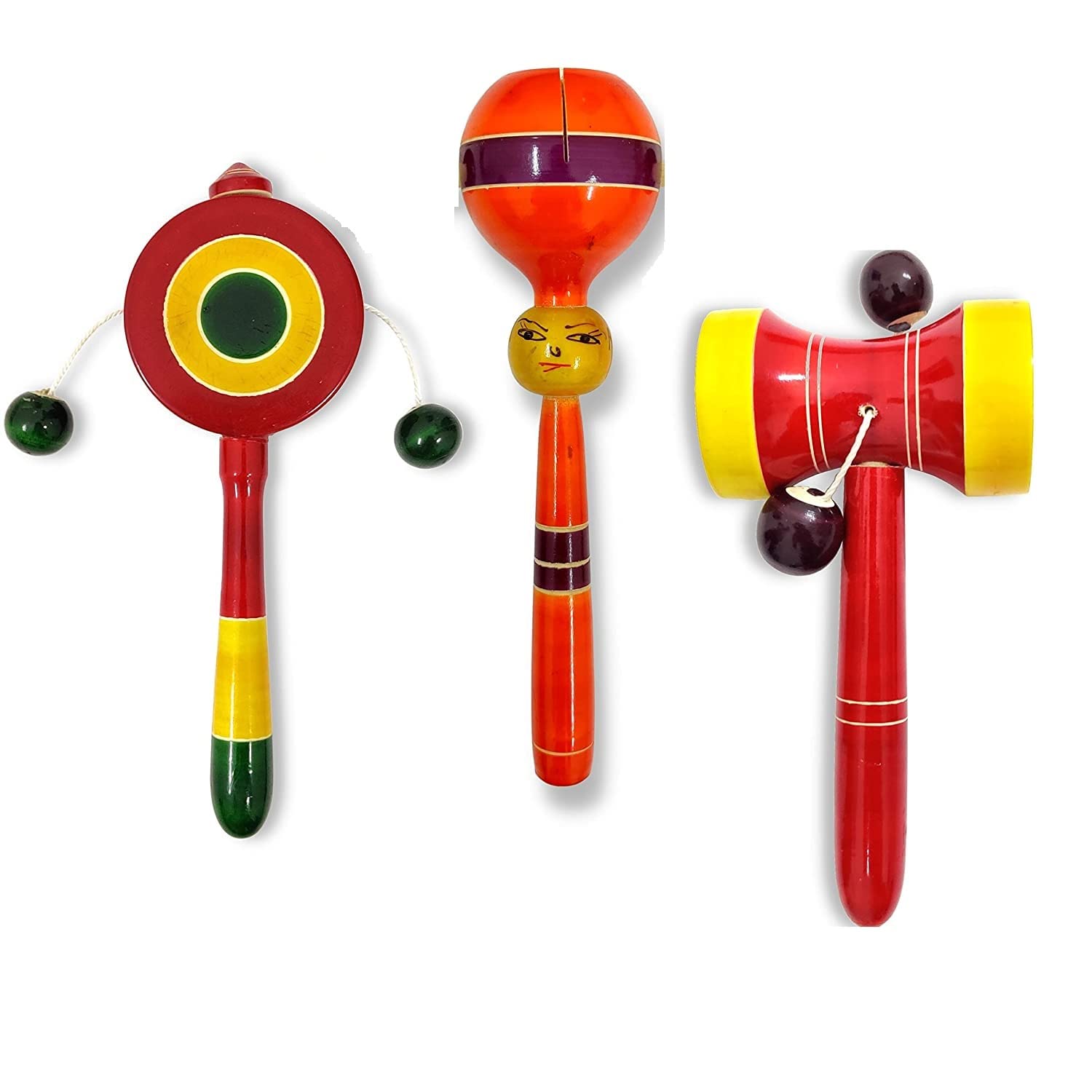 Channapatna Toys Non Toxic Wooden Whistle Rattles for Baby/Infants, Newborn Toys (0 to 6 to 12 Months) - Set of 3 pcs - Multicolor - Develops Sensory Skills (B0B86DTTBZ) Amazon Price History, Amazon Price Tracker