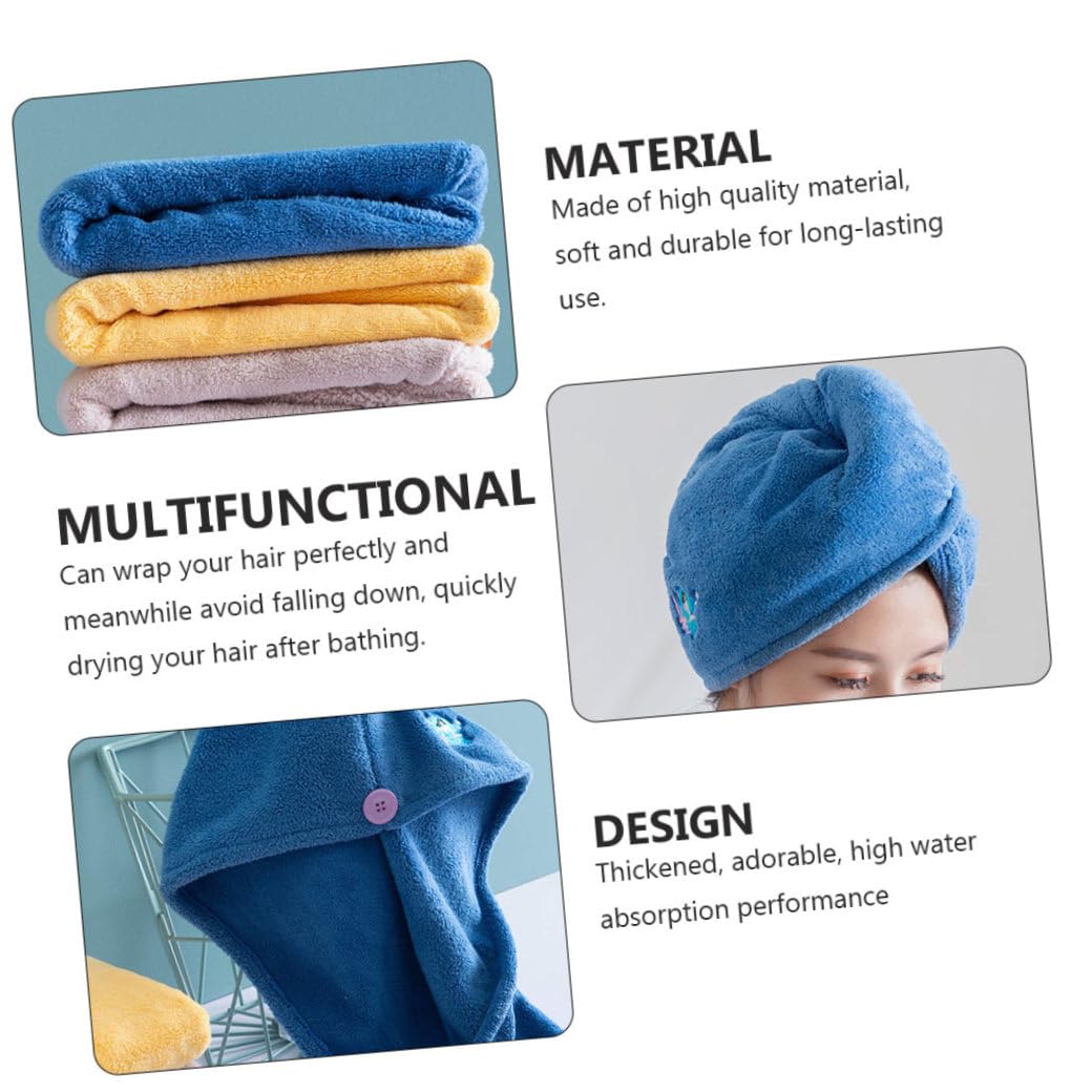 4piezas Toalla De Secado Rápido para Cabello para Mujeres Gorro De Microfibra Ultra Absorbente para Ducha y Maquillaje y Marino