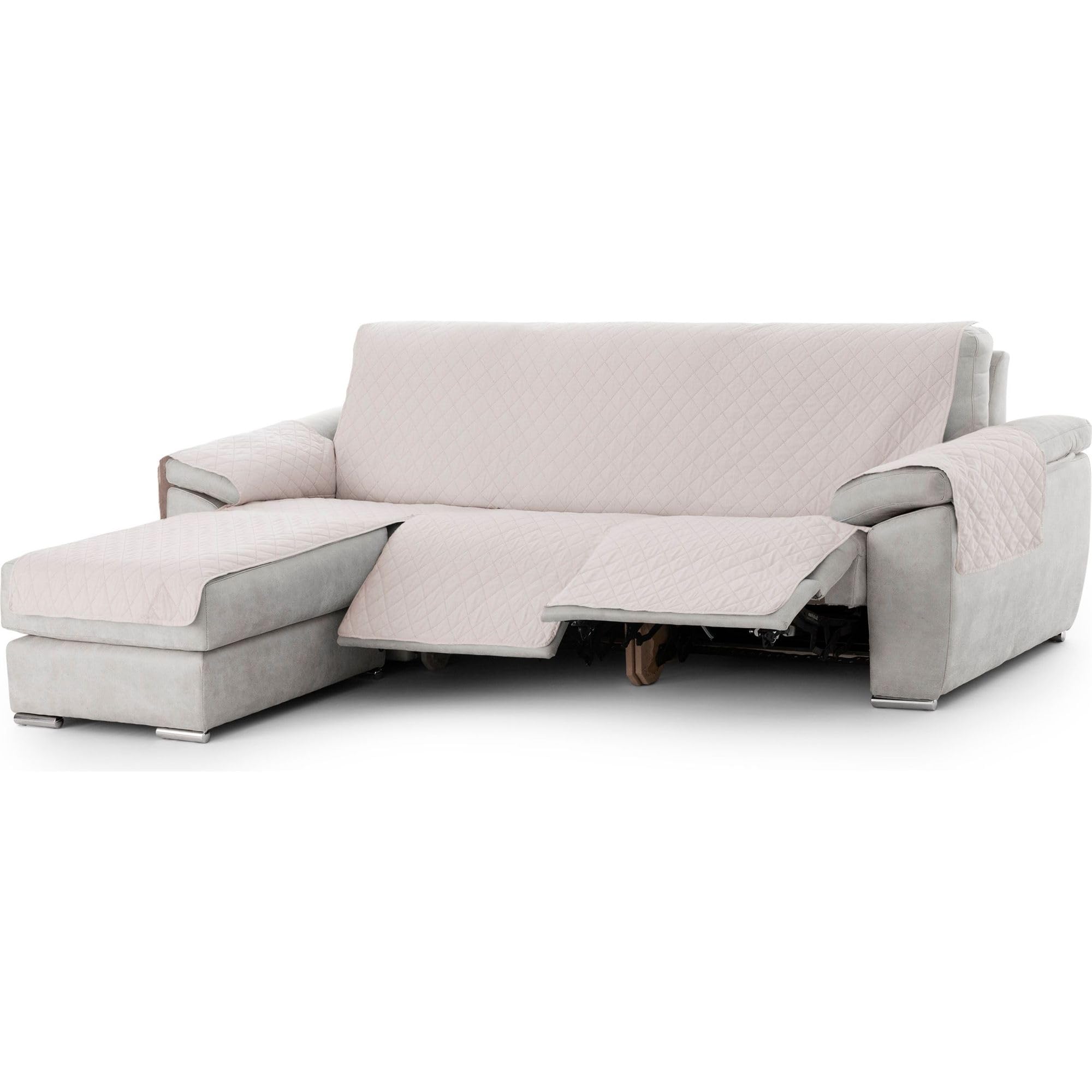 ECOMMERC3 | Chaiselong Mini Left Padded and Non-Slip Sofa Cover – Beige Chaiselong Sofa Cover Full Protection, Comfort and Style in Adjustable and Washable Design