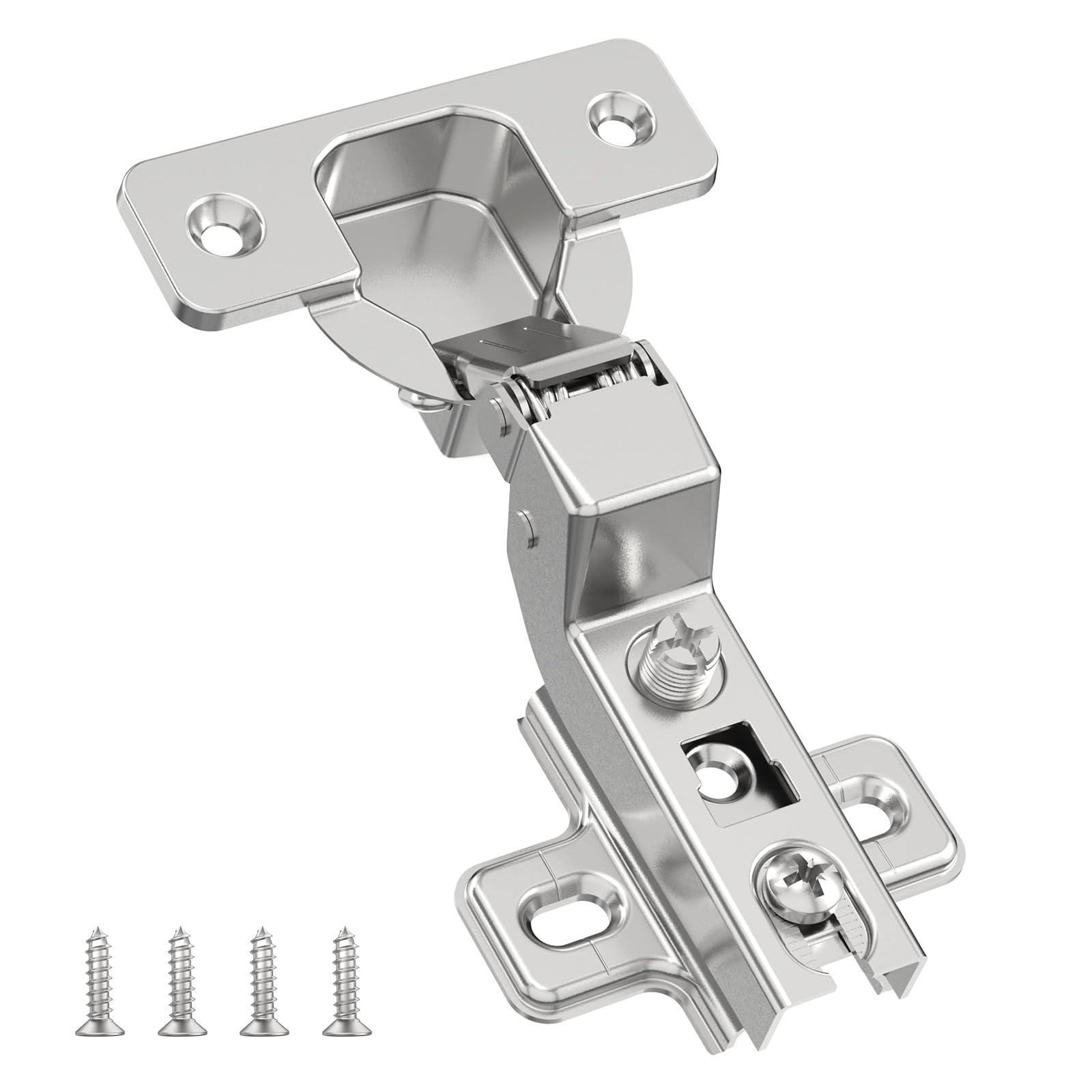 Chibery Confezione da 50 cerniere a incasso, chiusura standard regolare, scorrevoli, a chiusura automatica, senza cornice, europee, 105 gradi, compatte per cucina, bagno, nichelate