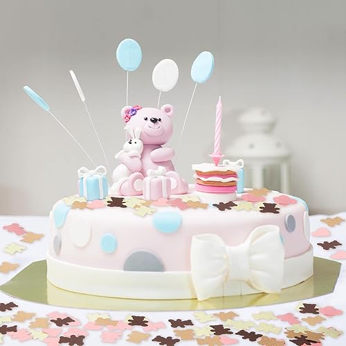 Miniatura 5 de Civaner Juego de 500 piezas de confeti de mesa de oso de 1.2 pulgadas con forma de oso crema para niñas y niños, baby shower, decoraciones de fiesta