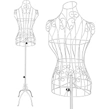 Elegant Wire Mannequin, Female Adjustable Height Metal Dress Form for Display, White Decorative Torso for Clothing Store