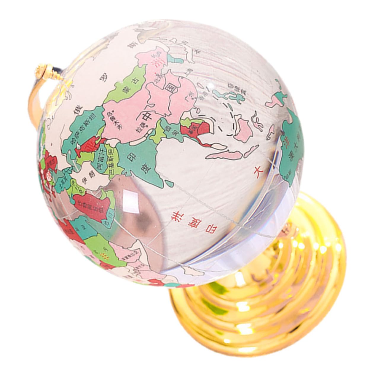 SEWACC Modern Crystal Globe World Map Rotating Desktop Decor for Home Office Tabletop Globe for Ages
