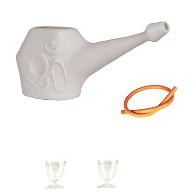 Yoga Store Wala Plastic Small Jal Neti Pot With 1 Rubber Neti And Eye Wash Cup 2 Pcs (Combo Pack Of 3)