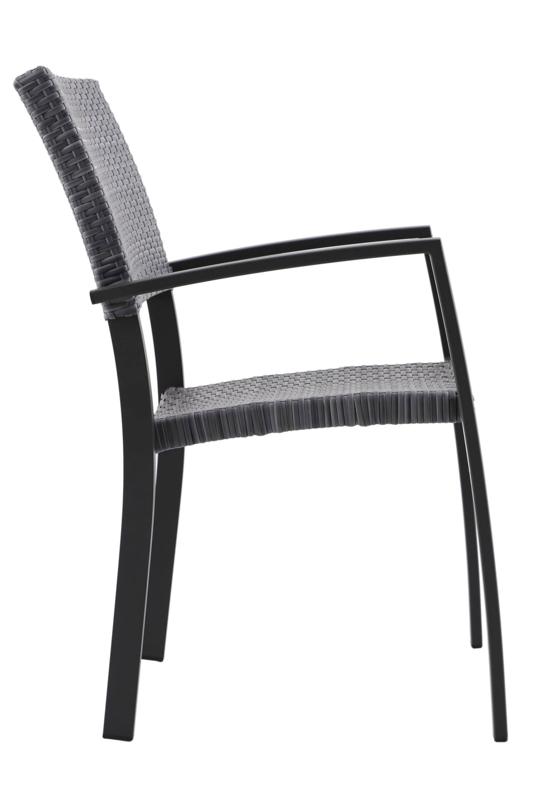 METRO Professional Gartenstuhl mit Armlehne Balsario, Aluminium/PE Rattan, 56 x 62 x 88 cm, Stapelbar, Wetterfest, 150 kg Tragkraft, Steingrau