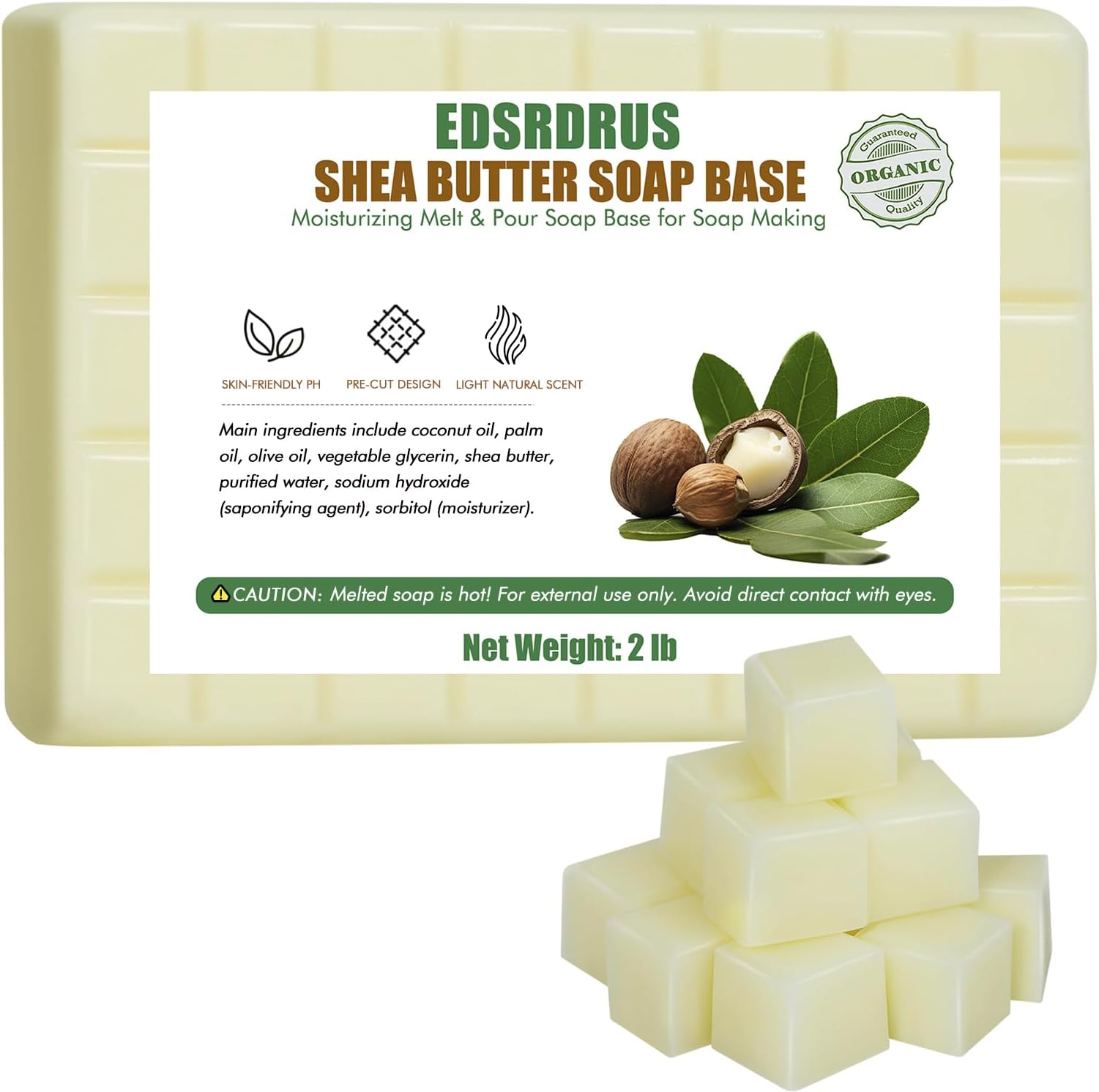 EDSRDRUS 2lb Scent Soap Base DIY Handmade with Shea Butter & Coconut Oil, Moisturizing Melt and Pour Soap Base
