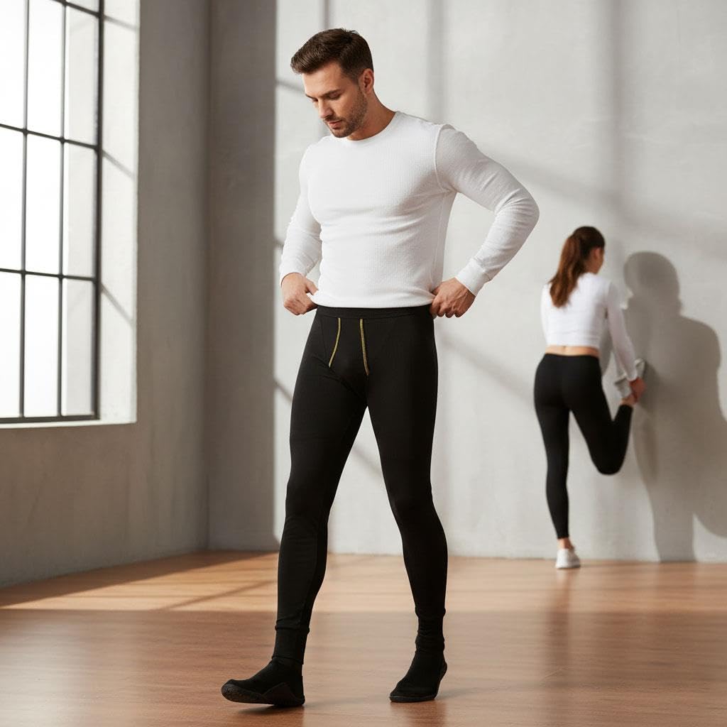 A2Z Calzoncillos térmicos largos para hombre, 50% algodón, 50% poliéster, cálidos, suaves, elásticos, cómodos, ropa de descanso en negro, carbón, blanco, talla M-XXL