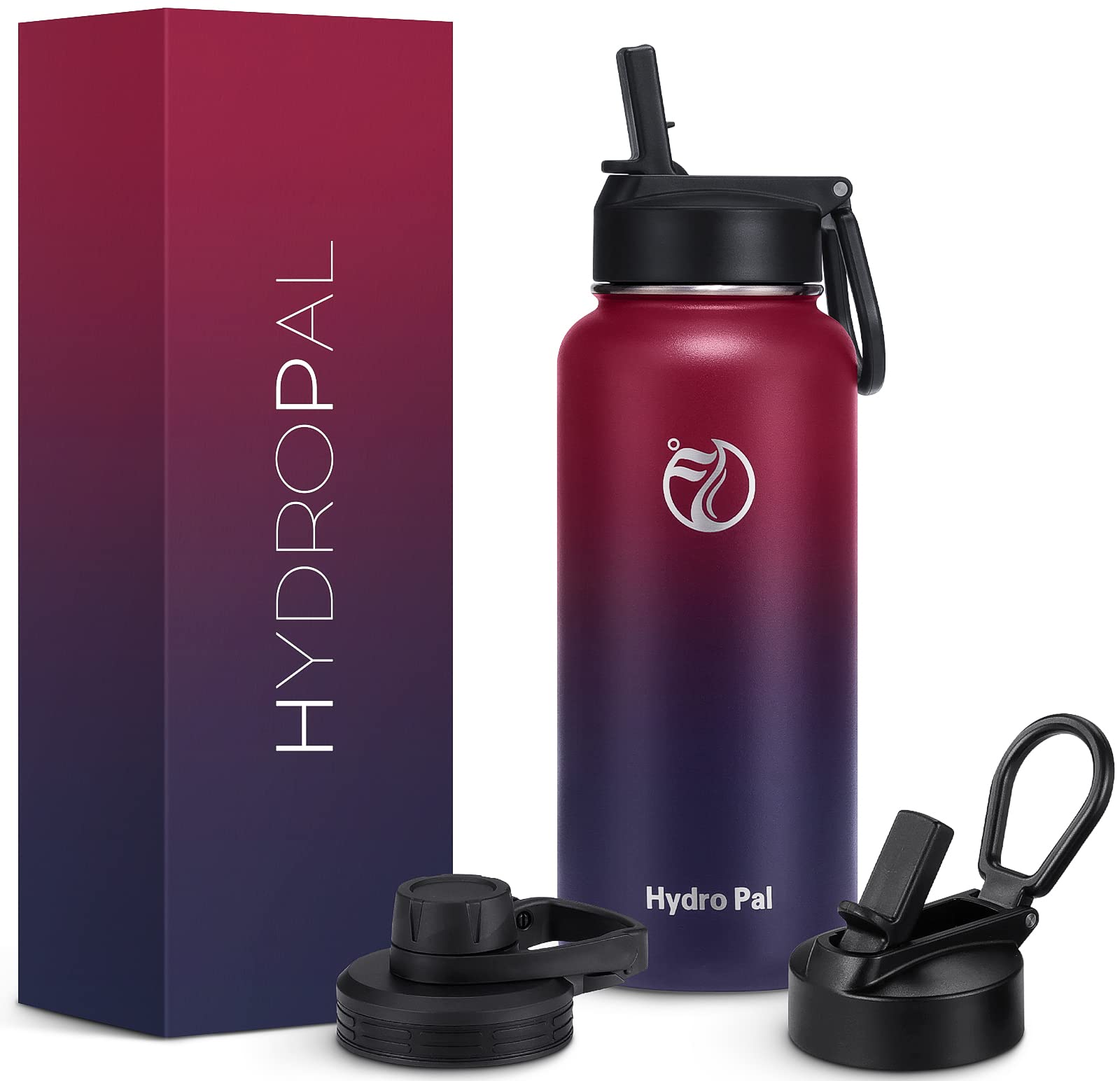Hydropal Men's Dark Rainbow Vacuum Insulated Water Bottle 1000Ml Stainless Steel, Bpa Free, Leakproof, 12H Hot 24H Cold, With Straw & Spout Lids For Travel