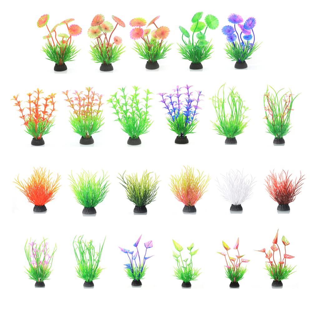 Pilikoll 23 Piezas Plantas acuáticas Artificiales Planta Artificial Decoración para Acuarios Plantas Artificiales de Acuario de Plástico del Tanque de Peces para Decoración de Acuario