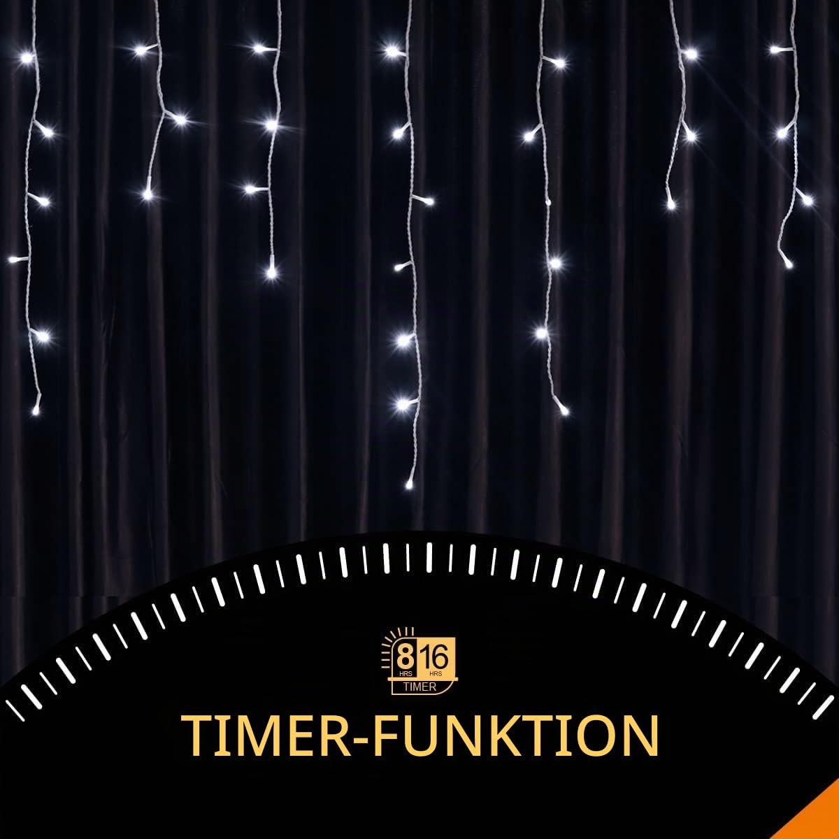 ANSIO® Lichterkette Außen Eisregen 11m 320 LED Eiszapfen Lichterkette Außen Lichtketten Strom Für Weihnachten, Balkon, Weihnachtsdekoration | Kaltweiß Weihnachtsbeleuchtung | Klar Kabel