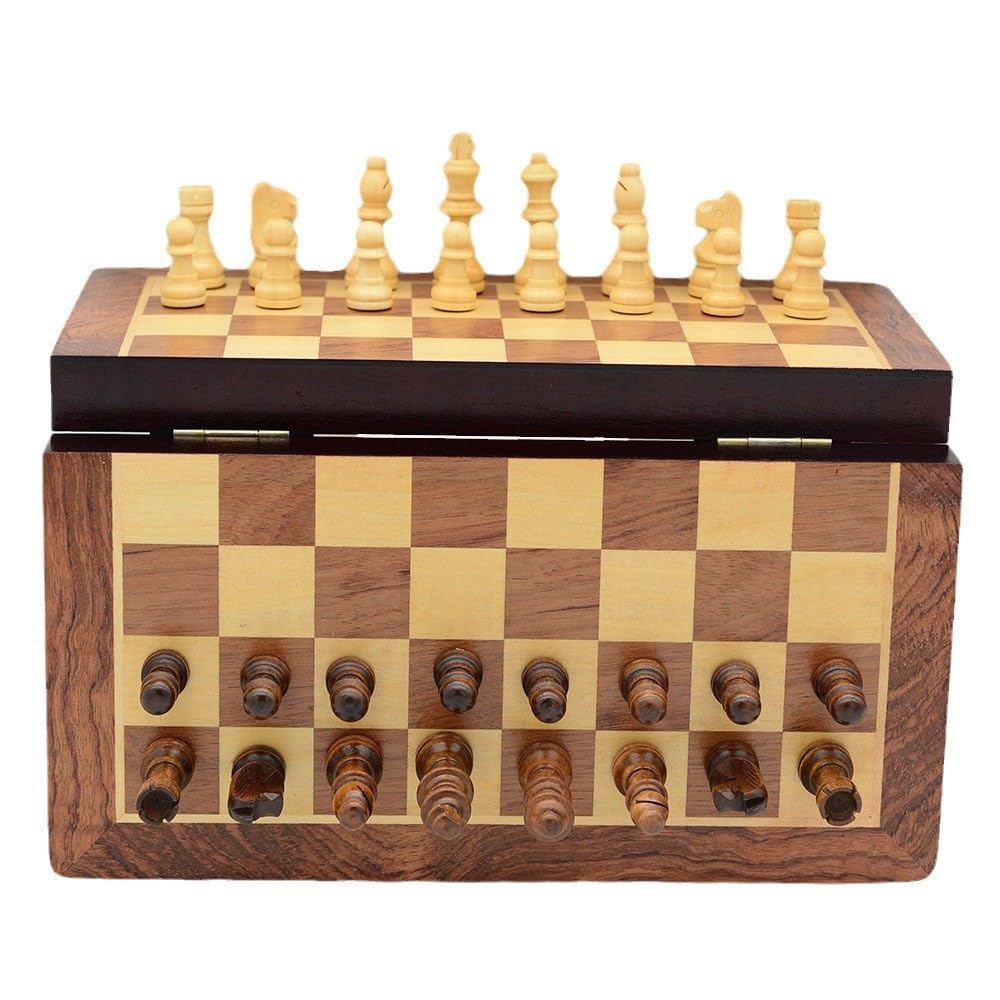 Juego de ajedrez magnético de Madera con Tablero de Almacenamiento Ajedrez