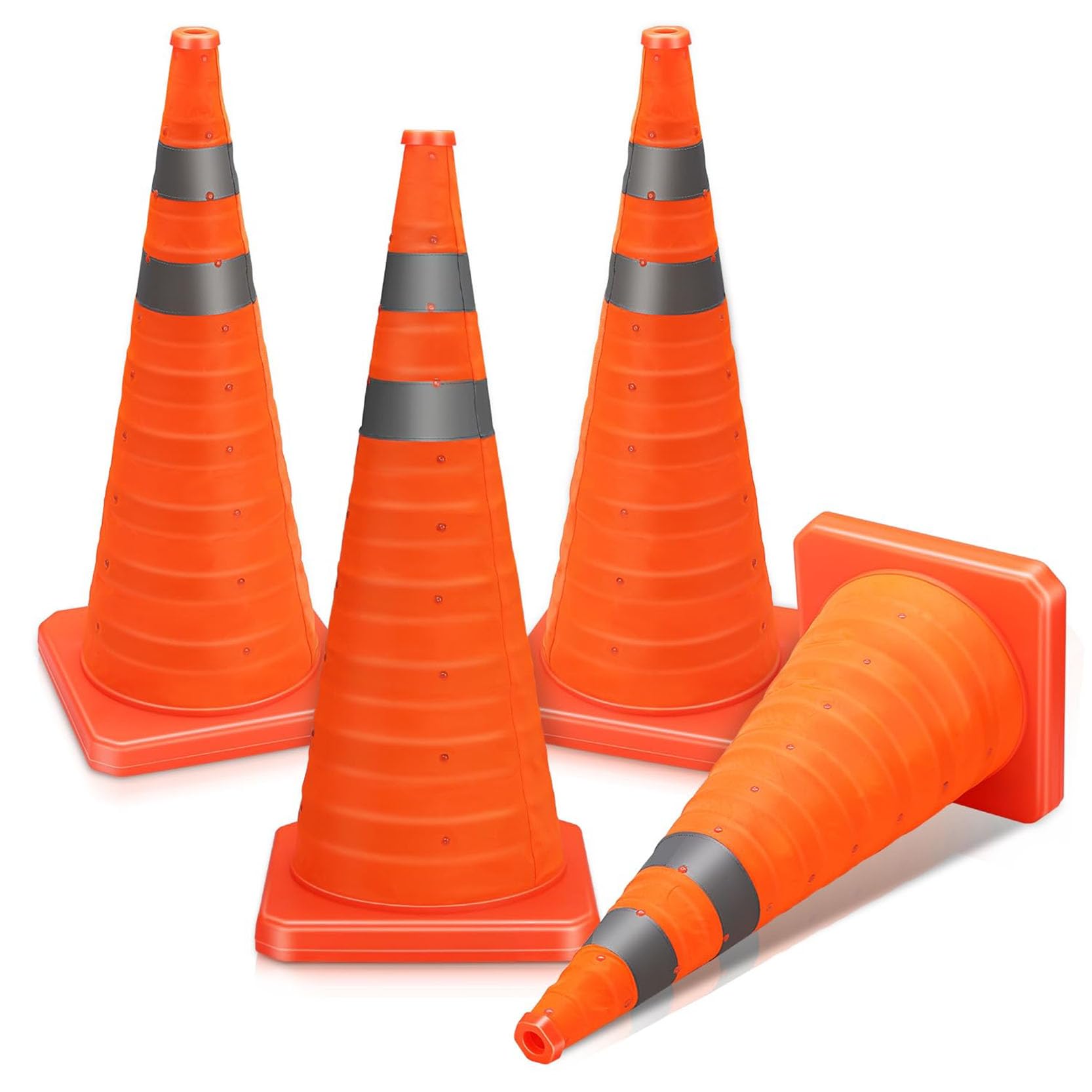 Cônes de Signalisation Pliable Cône de Signalisation Pliable Orange avec Poteaux et Base Réfléchissants pour Zones de Travaux et Exercices de Conduite(Size:65x28x28cm,Color:4A)
