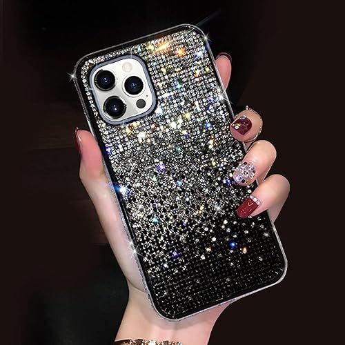 LUVI Funda compatible con iPhone 13 Pro Max Bling para mujeres y niñas, con diamantes de imitación brillantes, funda protectora de lujo 3D hecha a