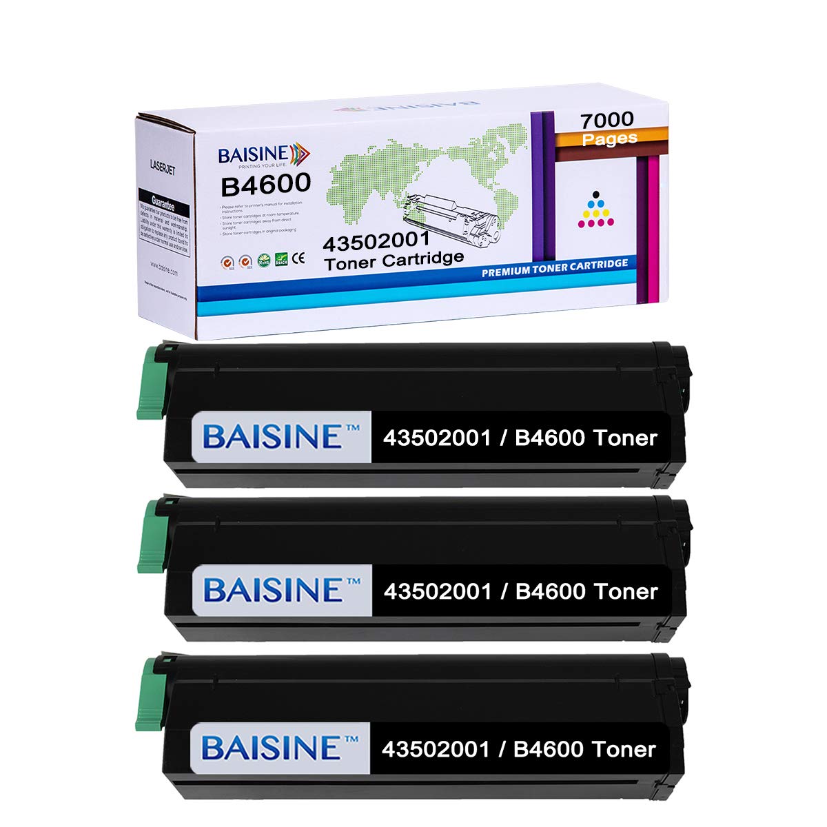 Compatible Toner Cartridge Replacement for Okidata 43502001 Black OKI B4550 B4550n B4600 B4600n - High Yield 7000 Pages (Black, 3-Pack)