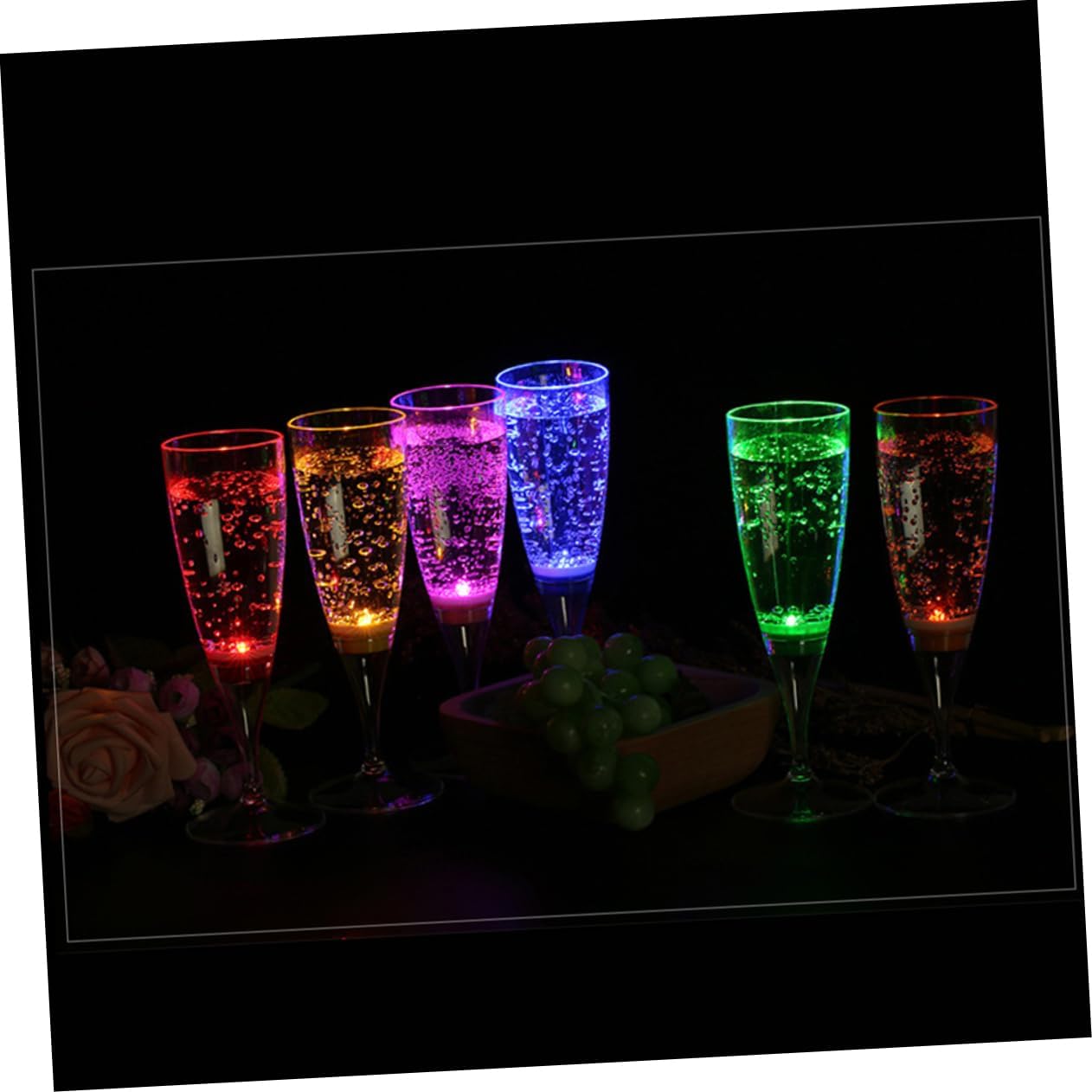 6 Pcs LED Light Wine Cups Liquid Activated Plastic Goblets for Festive Celebrations for Weddings and Parties Mixed Color