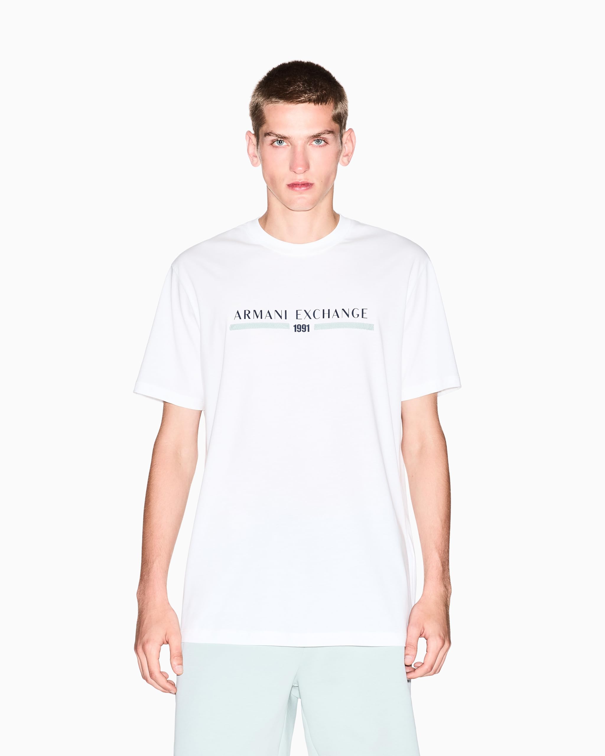 Armani Exchange Center Text Logo tee Camiseta Hombre (Pack de 1)