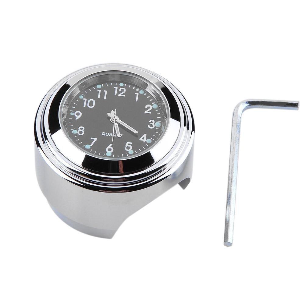 22 25 Mm Universele Motorfiets, Stuurklok Metalen Motorklok Stuurbevestiging Handgreep Bar Wijzerplaat Horloge (zwarte Wijzerplaat) Horloge (zwart) (Zilver 22 25 Mm Universele Motorfiets, Stuurklok Metalen Motorklok Stuurbevestiging Handgreep Bar Wijzerplaat Horloge (zwarte Wijzerplaat) Horloge (zwart) (Zilver