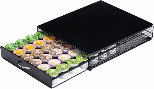 Soporte para cápsulas de café K, almacenamiento de cajones, compatible con K-Cups, con acabado negro, organizador de encimera de cocina de oficina