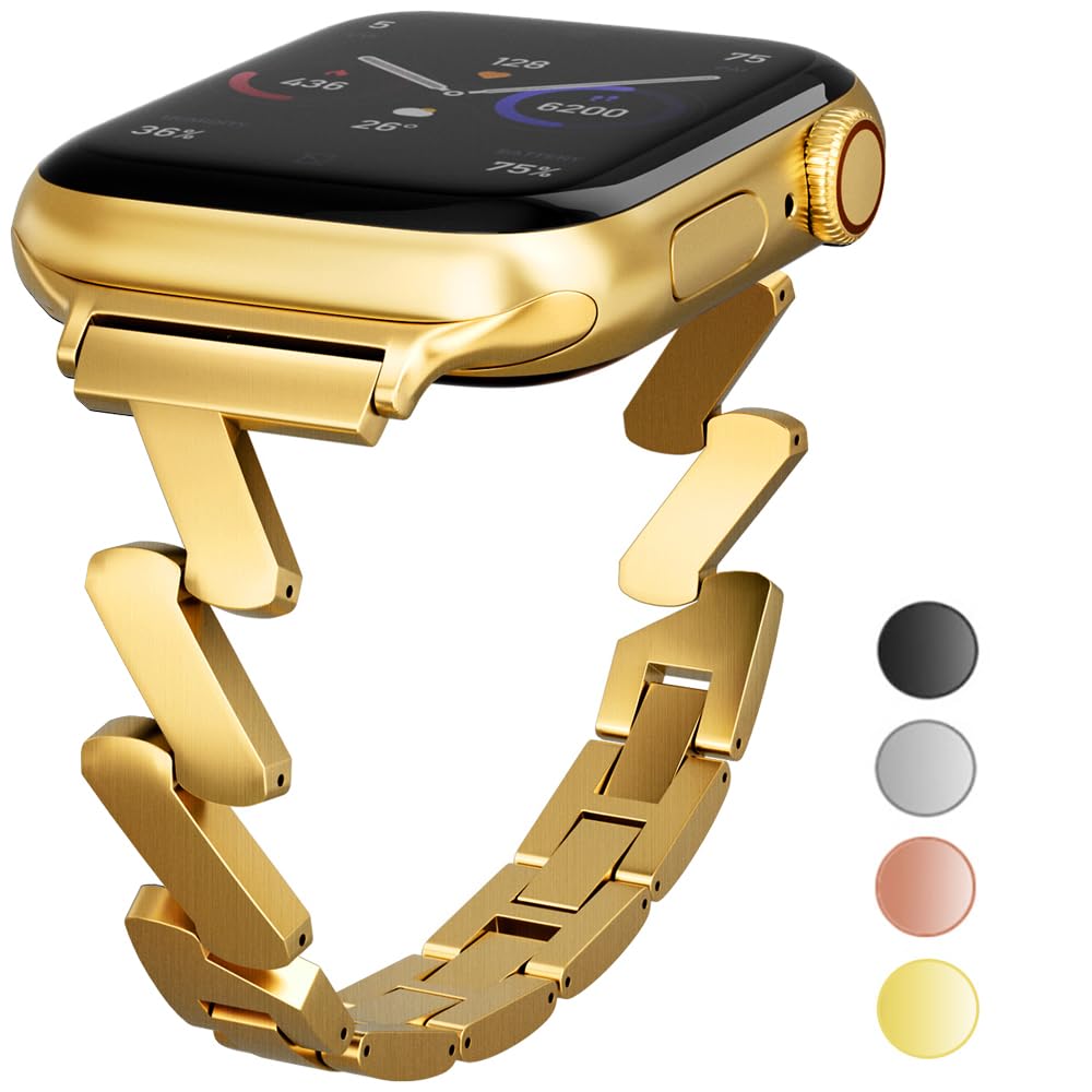 Seoaura Compatible with Apple Watch Band 41mm 40mm 38mm 44mm 45mm 42mm Ultra 49mm, Matte Stainless Steel Metal Dressy Bangle Bracelet Replacement iWatch Series 8 7 6 5 4 3 2 1 SE Nike+ Sports Strap