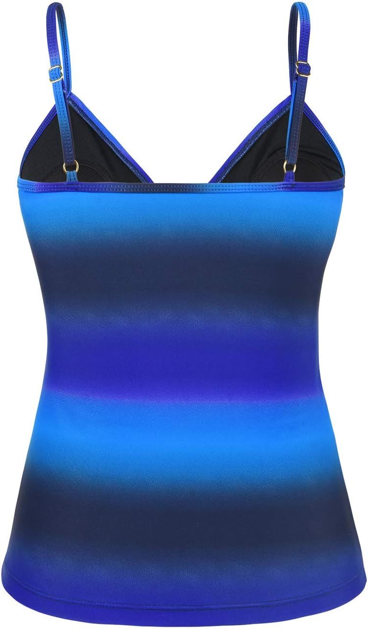 Hilor Women's Tankini Tops Shirred Ruffled Swimsuits V Neck Swimwear Top - Image 4