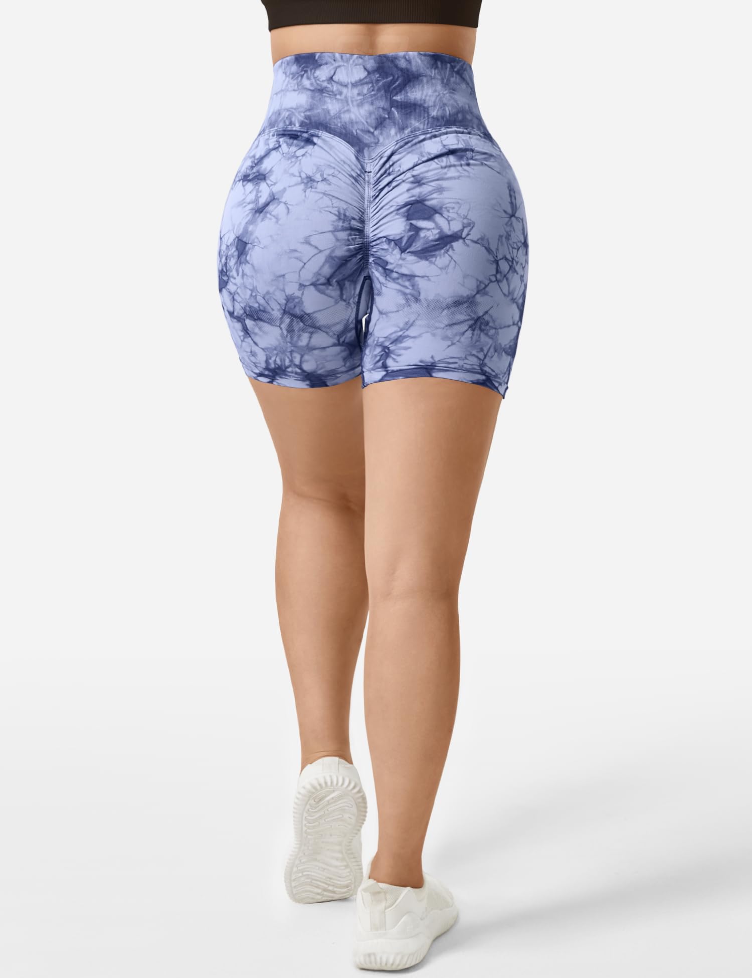 QOQ Womens Workout Biker Shorts Seamless High Waisted Tummy Control Slimming Athletic Gym Yoga Pants