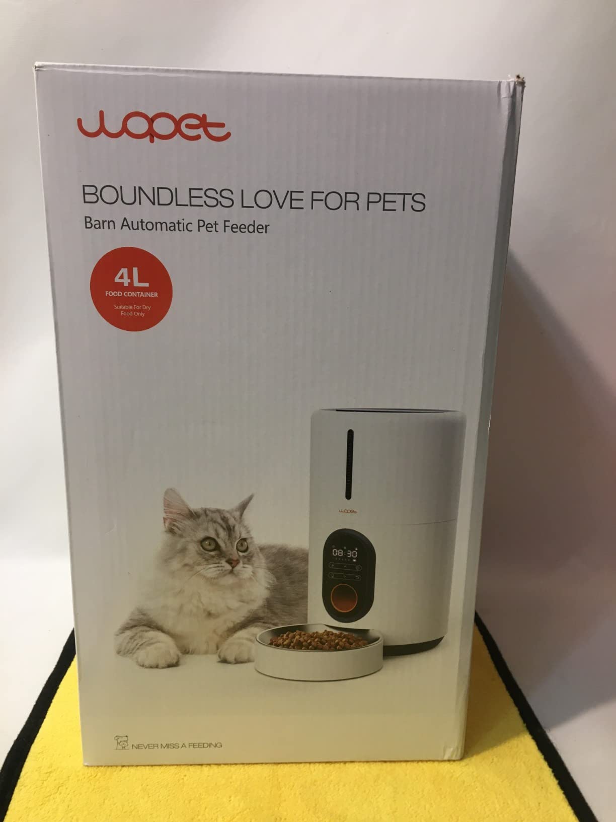 10/mo Finance WOPET Automatic Cat Feeder, 4L Pet Feeder with Stainless Steel Bowl