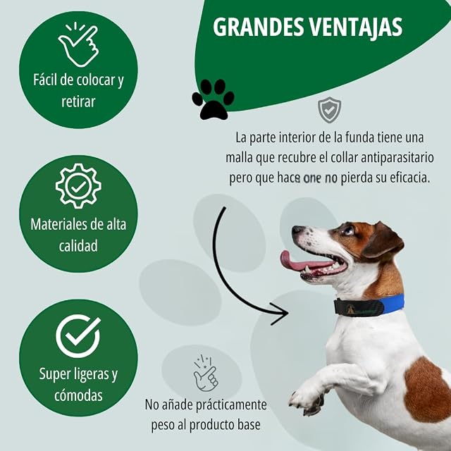 Foto 4 de 7 de Funda Antiparasitaria para Collar de Perros - Compatible con Todos los Tamaños Pequeño y Grande