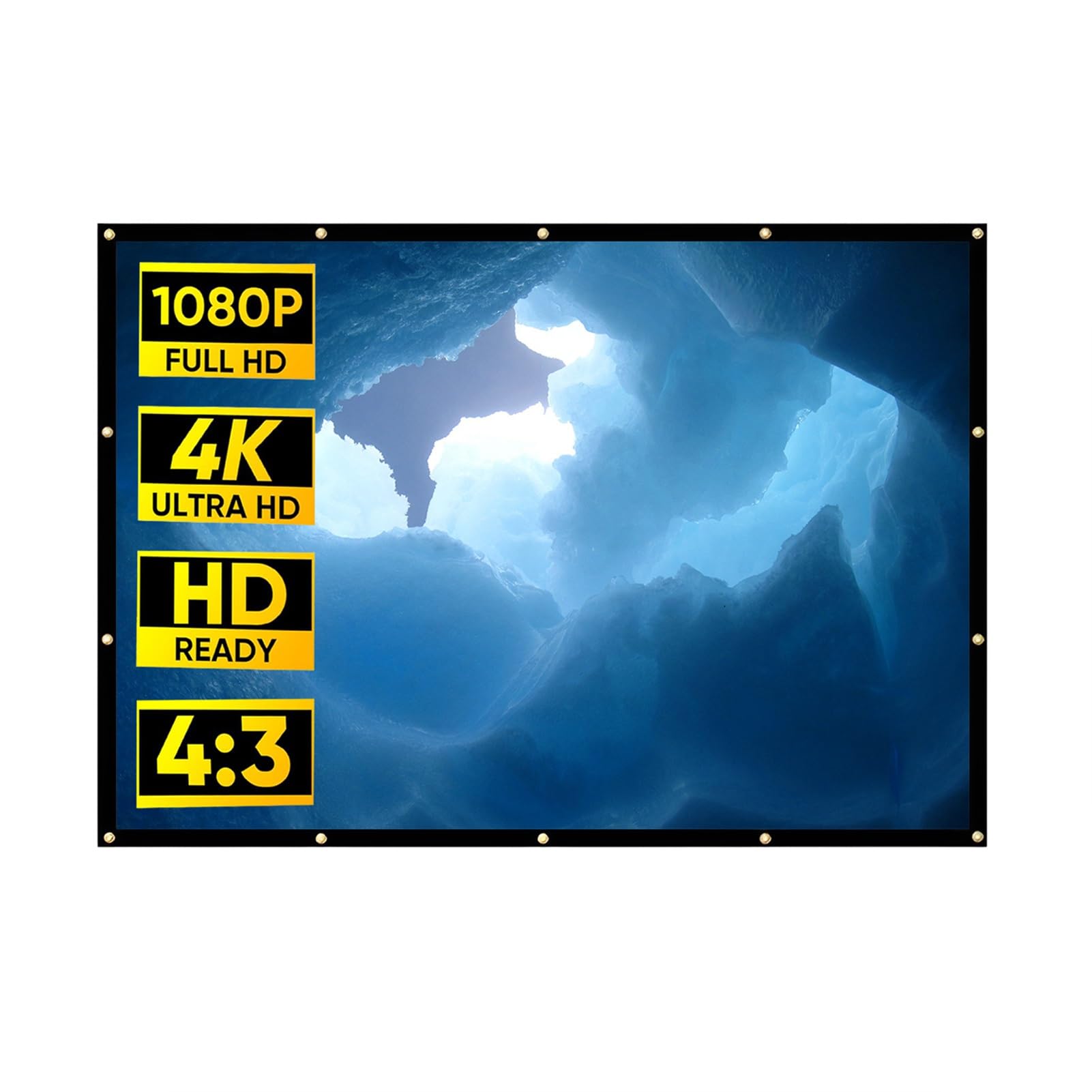 Przenośny Składany Ekran Projekcyjny, Projektor 4K HD, Ekrany do Filmów bez Zagnieceń, do Kina Domowego, na Imprezę w Ogrodzie(100in/4:3)