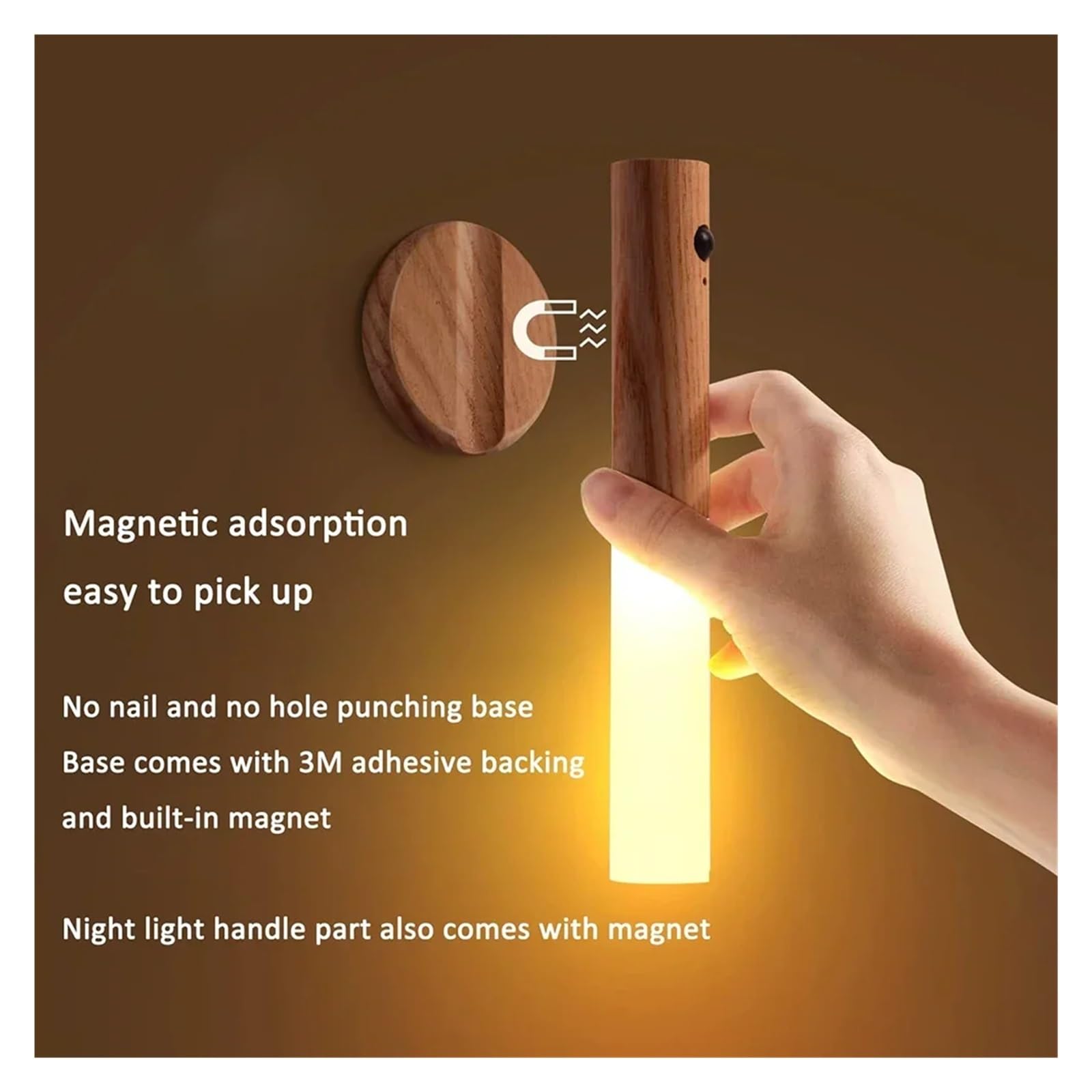 Lampka nocna z czujnikiem ruchu, ładowalna, wewnętrzna kinkiet LED do sypialni, korytarza, klatki schodowej(White Ash-3Pcs)